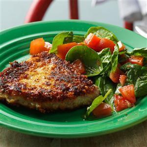 Parmesan Pork Chops with Spinach Salad Recipe_image