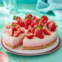 Triple-layered berry cheesecake image