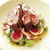 Sliced Filet Mignon with Fava Beans, Radishes, and Mustard Dressing_image