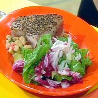 Tuna Steak au Poivre with White Beans and Bitter Greens Salad_image