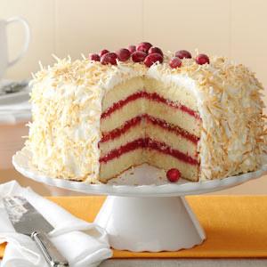 Cranberry Coconut Cake with Marshmallow Cream Frosting Recipe_image