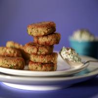 Lentil latkes with chard yogurt sauce Recipe_image