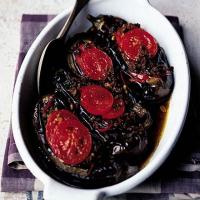 Baked aubergines stuffed with minced lamb image