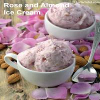 rose and almond ice cream recipe | rose with roasted almond ice cream | homemade rose ice cream | Indian almond rose ice cream |_image