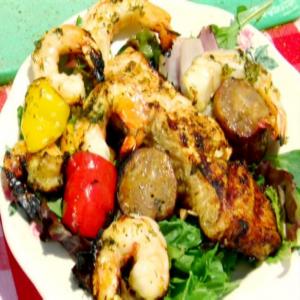 Grilled Shrimp and Andouille Salad with Sugarcane Vinaigrette image