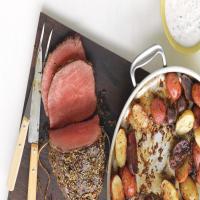 Rosemary-Garlic Roast Beef and Potatoes with Horseradish Sauce image