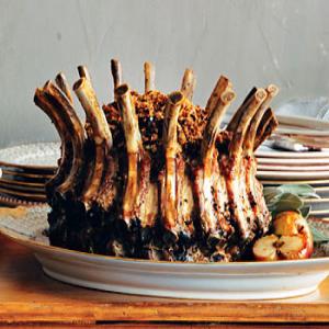 Crown Roast of Pork with Onion and Bread-Crumb Stuffing Recipe | Epicurious.com_image