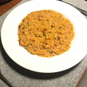 Pumpkin Risotto with Bacon and Pine Nuts image