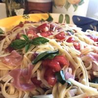 Summer Fresh Pasta with Tomatoes and Prosciutto image