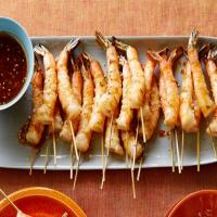 Grilled Shrimp Skewers with Soy Sauce, Fresh Ginger and Toasted Sesame Seeds_image