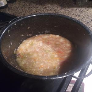 Cabbage, Potato and Baked Bean Soup image