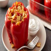 Cheesy Southwest Chicken Stuffed Red Peppers image