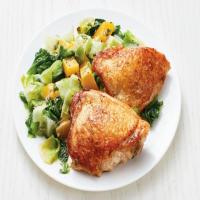 Crispy Chicken Thighs with Butternut Squash and Escarole image