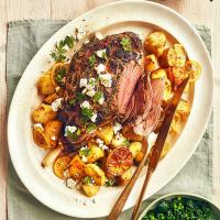 One-pan herby roast lamb with lemon, potatoes & feta image