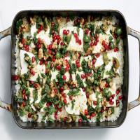 Baked Minty Rice with Feta and Pomegranate Relish image