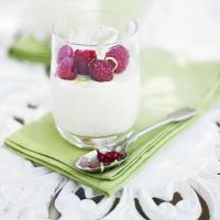 Lime possets with raspberries image