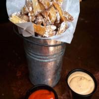 Belgian Fries with Bacon Dust and Chipotle Mayo Dipping Sauce_image