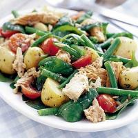 Warm potato & tuna salad with pesto dressing image