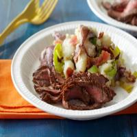 Marinated Grilled Flank Steak with BLT Smashed Potatoes_image