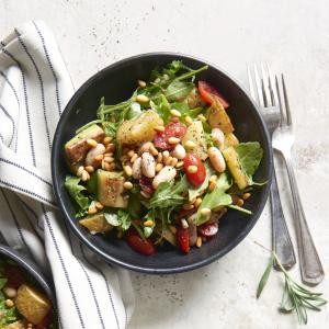 Roasted Vegetable Bowl with White Beans and Garlic-Balsamic Dressing_image