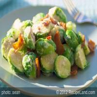 Creamy Brussels Sprouts with Bacon Horseradish Sauce_image