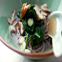 Soba Noodles in Broth With Spinach and Shiitakes image