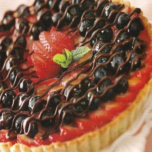 Two Berry Tart with Chocolate Drizzle image