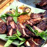 Grilled New York Strip Steak with Fire Roasted Salsa and Grilled Mushrooms and Asparagus image