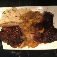 SPICE-RUBBED PORK CHOPS WITH APPLE, MANGO AND POMEGRANATE CHUTNEY Adapted from Bobby Flay Recipe - (5/5)_image