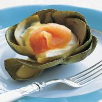 Steamed Artichokes with Poached Eggs and Smoked Salmon image