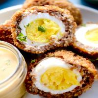 Scotch Eggs with Spicy Maple Aoili_image