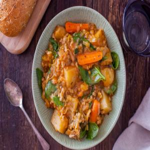 Italian Potato, Rice, & Spinach Soup in Pressure Cooker image