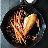 Pan-Roasted Chicken with Carrots and Almonds image