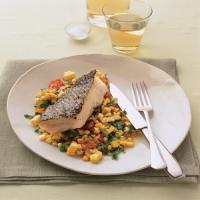 Striped Bass with Tomatoes, Corn, and Basil_image