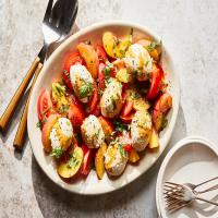 Cold Tofu Salad With Tomatoes and Peaches image