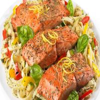 Roast Salmon with Extra Virgin Olive Oil, Herbs and Lemon_image