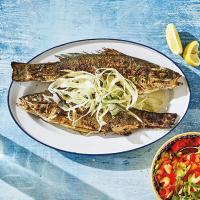 Grilled Branzino with Roasted Pepper Relish & Fennel_image