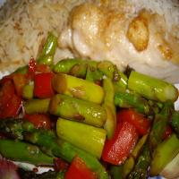 Sauteed Garlic Asparagus with red Peppers image