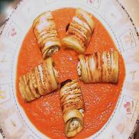 Eggplant Rolls filled with Basil and Cheese_image