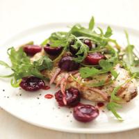 Grilled Chicken with Cherries, Shallots, and Arugula image