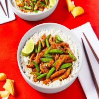 Sweet & Spicy Chicken Stir-Fry with Lime, Green Beans & Jasmine Rice_image