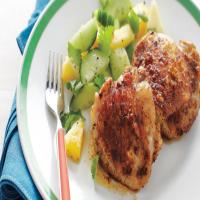 Broiled Chicken Thighs with Pineapple-Cucumber Salad_image