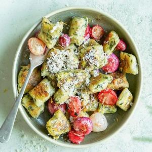 Watercress gnocchi with roasted radishes & lemon_image