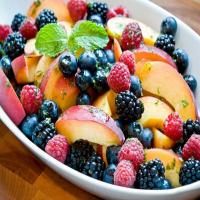 Peaches & Berries with Lemon-Mint Syrup_image