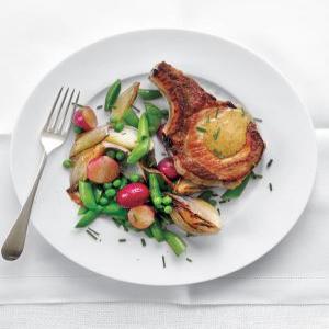 Pork Chops With Spring Vegetables & Mustardy Pan Gravy Recipe - (4.6/5)_image