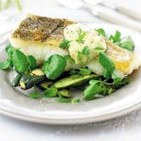 Courgette & watercress salad with grilled fish & herbed aïoli image