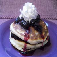 Blueberry Pancakes w/ Blueberry Sauce image