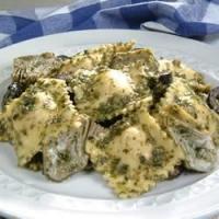 Four Cheese Ravioli with Artichoke Hearts, Olives and Pesto image
