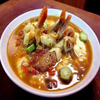 Shrimp and Crab Gumbo over Cheese Grits image