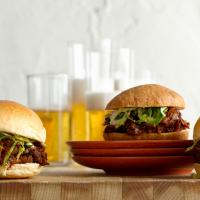 Chipotle Barbecue Pulled Turkey Drumstick Sliders with Brussels Sprout Slaw_image
